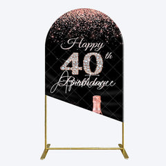 Aperturee - Aperturee Black Rose Gold Glitter 40th Birthday Arch Backdrop