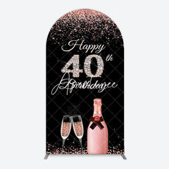 Aperturee - Aperturee Black Rose Gold Glitter 40th Birthday Arch Backdrop