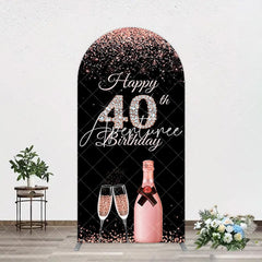 Aperturee - Aperturee Black Rose Gold Glitter 40th Birthday Arch Backdrop