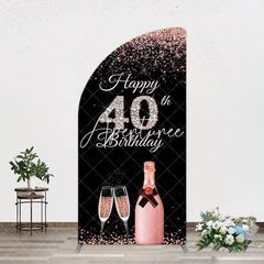 Aperturee - Aperturee Black Rose Gold Glitter 40th Birthday Half Moon Arch Backdrop