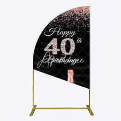 Aperturee - Aperturee Black Rose Gold Glitter 40th Birthday Half Moon Arch Backdrop