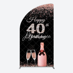 Aperturee - Aperturee Black Rose Gold Glitter 40th Birthday Half Moon Arch Backdrop