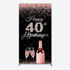 Aperturee - Aperturee Black Rose Gold Glitter 40th Birthday Rectangle Backdrop