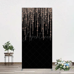 Aperturee - Aperturee Black Rose Gold Lines Simple Birthday Rectangle Backdrop