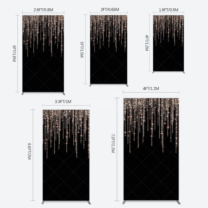 Aperturee - Aperturee Black Rose Gold Lines Simple Birthday Rectangle Backdrop