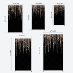 Aperturee - Aperturee Black Rose Gold Lines Simple Birthday Rectangle Backdrop