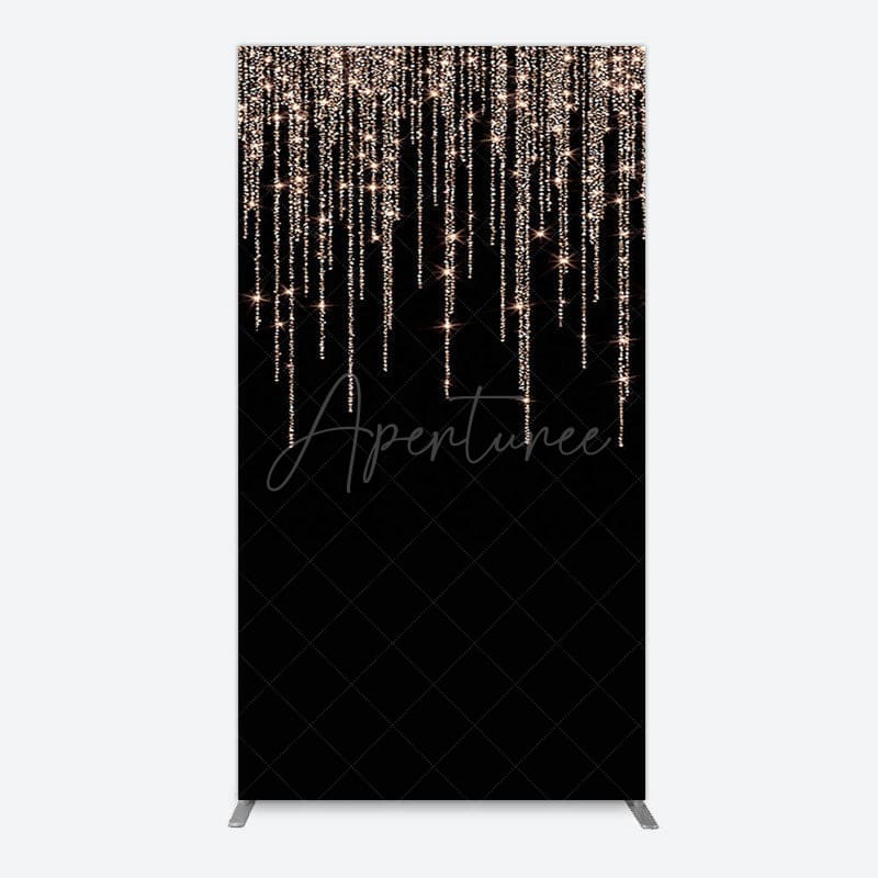 Aperturee - Aperturee Black Rose Gold Lines Simple Birthday Rectangle Backdrop