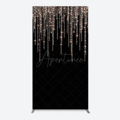 Aperturee - Aperturee Black Rose Gold Lines Simple Birthday Rectangle Backdrop