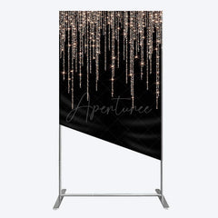 Aperturee - Aperturee Black Rose Gold Lines Simple Birthday Rectangle Backdrop