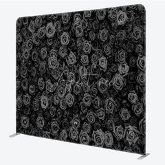 Aperturee - Aperturee Black Rose Wall Double-Sided Tension Fabric Backdrop 3D Floral Background for Wedding Party Photo Booth Decor