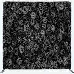 Aperturee - Aperturee Black Rose Wall Double-Sided Tension Fabric Backdrop 3D Floral Background for Wedding Party Photo Booth Decor