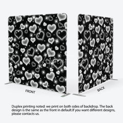 Aperturee - Aperturee Black Silver Heart Tension Fabric Backdrop Y2K Glowing Love Pattern Decoration Retro 2000s Background