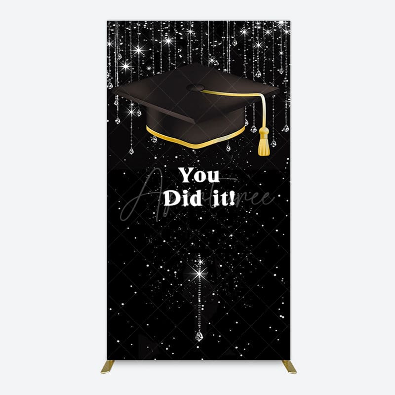 Aperturee - Aperturee Black Silver Sparkle You Did It Grad Rectangle Backdrop
