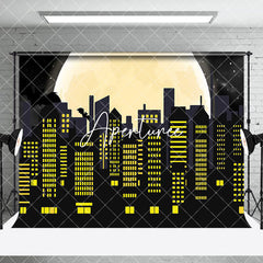 Aperturee - Aperturee Black Spider Wab Moon City Scene Room Set Backdrop