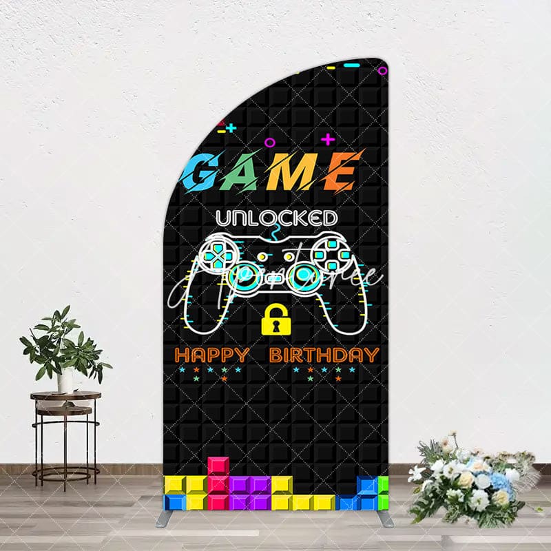 Aperturee - Aperturee Black Tetris Unlocked Game Birthday Arch Backdrop
