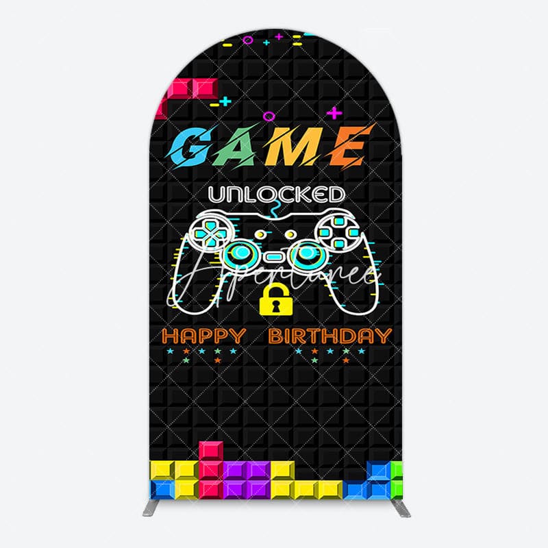 Aperturee - Aperturee Black Tetris Unlocked Game Birthday Arch Backdrop