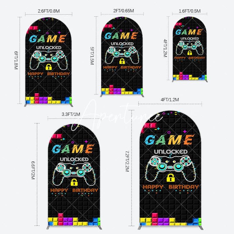 Aperturee - Aperturee Black Tetris Unlocked Game Birthday Arch Backdrop