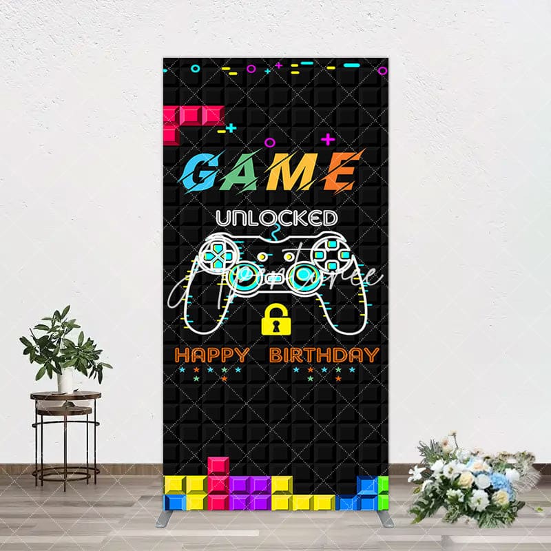 Aperturee - Aperturee Black Tetris Unlocked Game Birthday Arch Backdrop