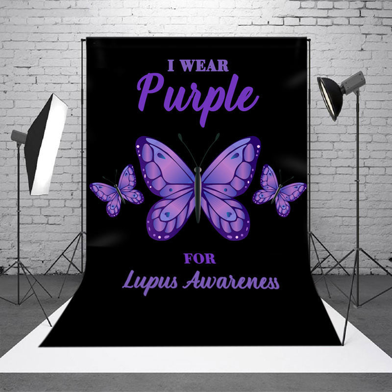 Aperturee - Aperturee Black Wear Purple Butterfly Lupus Awareness Backdrop