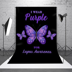 Aperturee - Aperturee Black Wear Purple Butterfly Lupus Awareness Backdrop