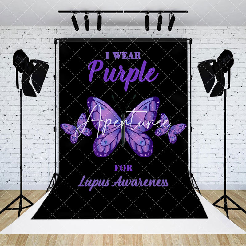 Aperturee - Aperturee Black Wear Purple Butterfly Lupus Awareness Backdrop