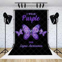 Aperturee - Aperturee Black Wear Purple Butterfly Lupus Awareness Backdrop