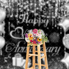Aperturee - Aperturee Black White Balloon Happy 50Th Anniversary Backdrop