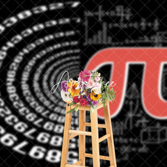 Aperturee - Aperturee Black White Mathematical Formula Pi Day Backdrop