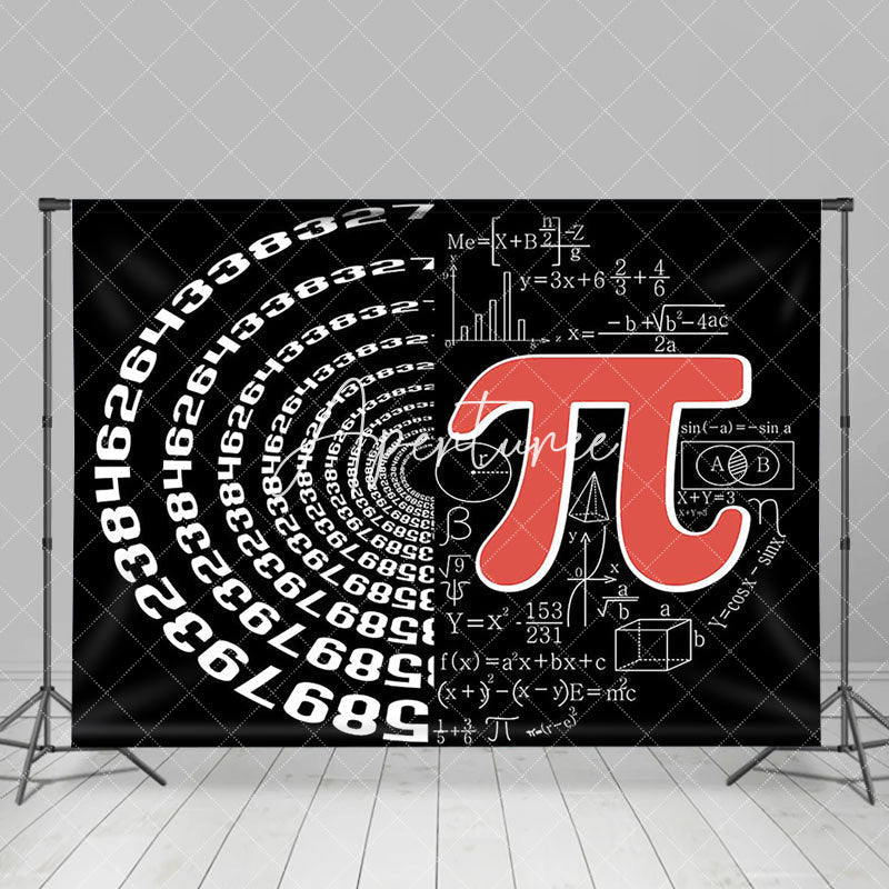 Aperturee - Aperturee Black White Mathematical Formula Pi Day Backdrop