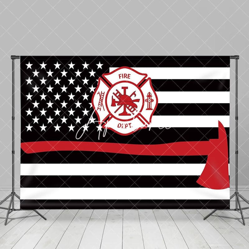 Aperturee - Aperturee Black White Stripe Usa Flag Firefighter Backdrop