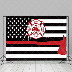 Aperturee - Aperturee Black White Stripe Usa Flag Firefighter Backdrop
