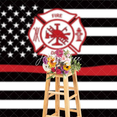 Aperturee - Aperturee Black White Stripe Usa Flag Firefighter Backdrop