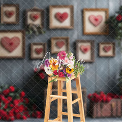 Aperturee - Aperturee Black Wood Wall Love Rose Valentines Day Backdrop