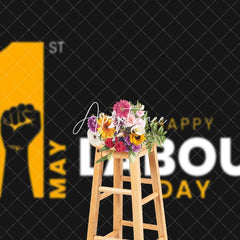 Aperturee - Aperturee Black Yellow Fist 1st May Happy Labour Day Backdrop