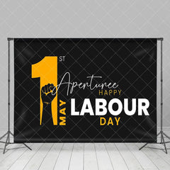 Aperturee - Aperturee Black Yellow Fist 1st May Happy Labour Day Backdrop