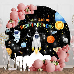 Aperturee - Aperturee Blast Off Galaxy Stars Round Happy Birthday Backdrop