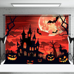 Aperturee - Aperturee Bloody Atmosphere Scary Bat Moon Halloween Backdrop