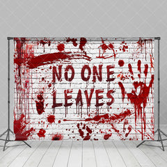 Aperturee - Aperturee Bloody Horror Wall No One Leaves Halloween Backdrop