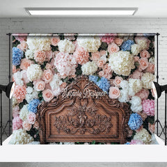 Aperturee - Aperturee Bloom Colorful Floral Brown Retro Headboard Backdrop