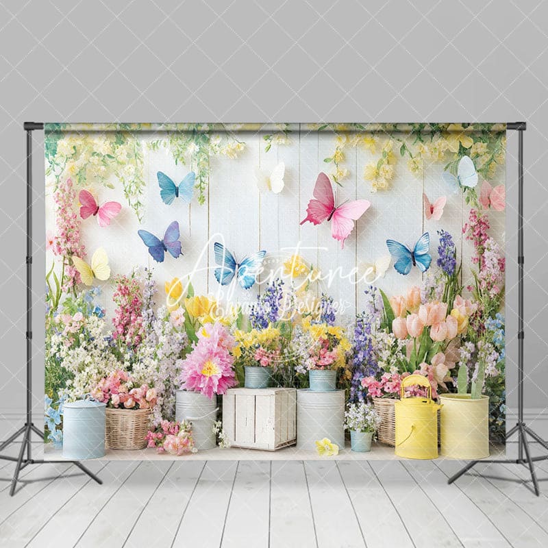 Aperturee - Aperturee Blooming Floral Butterfly Spring Vibe Backdrop