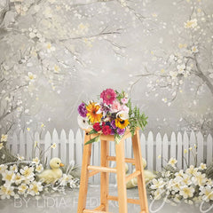 Aperturee - Aperturee Blossom Sand Ducklings Fence Spring Photo Backdrop