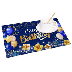 Aperturee - Aperturee Blue And Gold Balloon Birthday Set of 4 Placemats