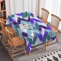 Aperturee - Aperturee Blue and Purple Chevron Brush Stroke Rectangle Tablecloth Modern Abstract Party Decor for Dining Tables