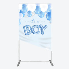 Aperturee - Aperturee Blue and White Balloons with It’s a Boy Foil Message Rectangle Arch Backdrop Gender Reveal Baby Shower Party Decor