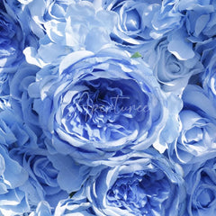 Aperturee - Aperturee Blue and White Roses Hydrangeas Artificial Flower Wall Elegant Wedding Baby Shower Party Decor