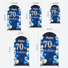 Aperturee - Aperturee Blue Balloons Silver 70Th Birthday Arch Backdrop