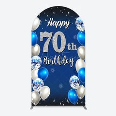 Aperturee - Aperturee Blue Balloons Silver 70Th Birthday Arch Backdrop