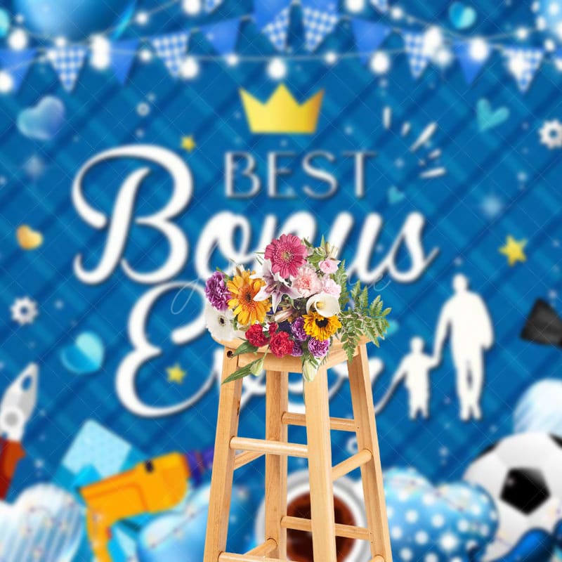 Aperturee - Aperturee Blue Best Bonus Dad Ever Happy Fathers Day Backdrop