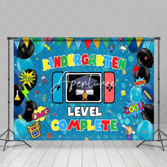Aperturee - Aperturee Blue Black Balloons Game Kindergarten Grad Backdrop