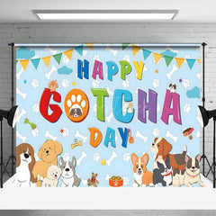 Aperturee - Aperturee Blue Bone Pet Colorful Happy Gotcha Day Backdrop